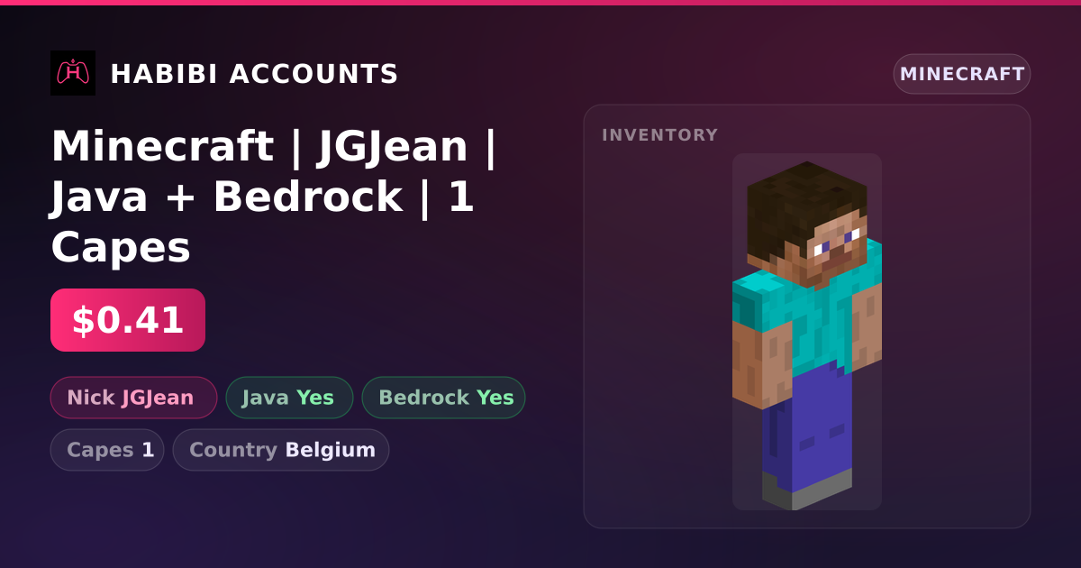 Minecraft | JGJean | Java + Bedrock | 1 Capes — HabibiAccounts