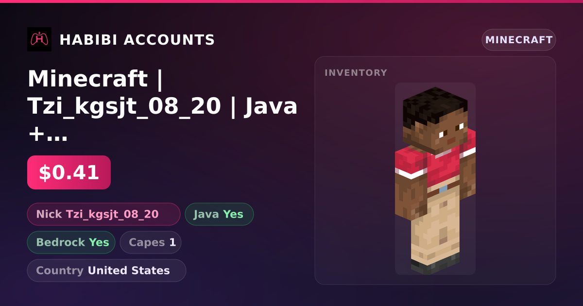 Minecraft | Tzi_kgsjt_08_20 | Java + Bedrock | 1 Capes — HabibiAccounts
