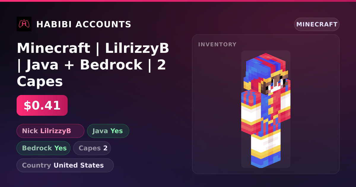 Minecraft | LilrizzyB | Java + Bedrock | 2 Capes — HabibiAccounts