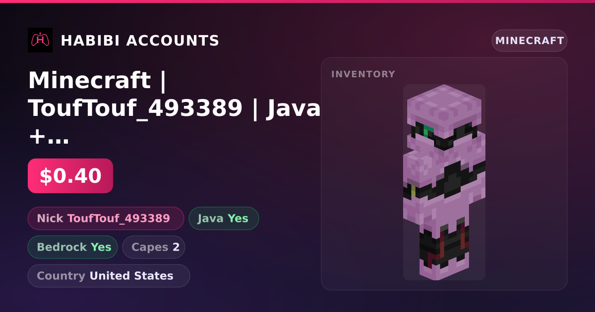 Minecraft | ToufTouf_493389 | Java + Bedrock | 2 Capes — HabibiAccounts