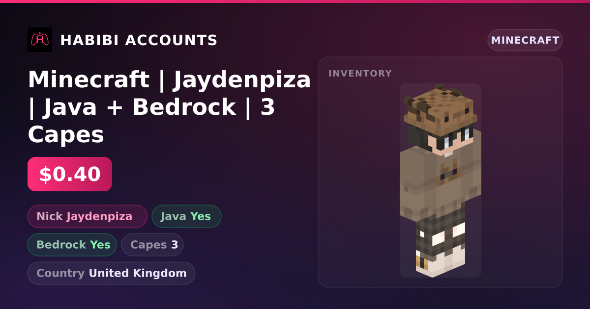 Minecraft | Jaydenpiza | Java + Bedrock | 3 Capes — HabibiAccounts