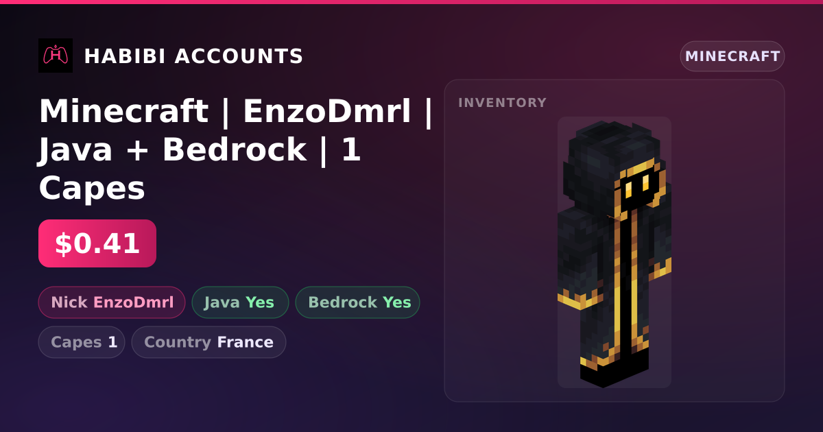 Minecraft | EnzoDmrl | Java + Bedrock | 1 Capes — HabibiAccounts
