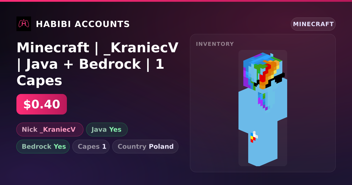 Minecraft | _KraniecV | Java + Bedrock | 1 Capes — HabibiAccounts
