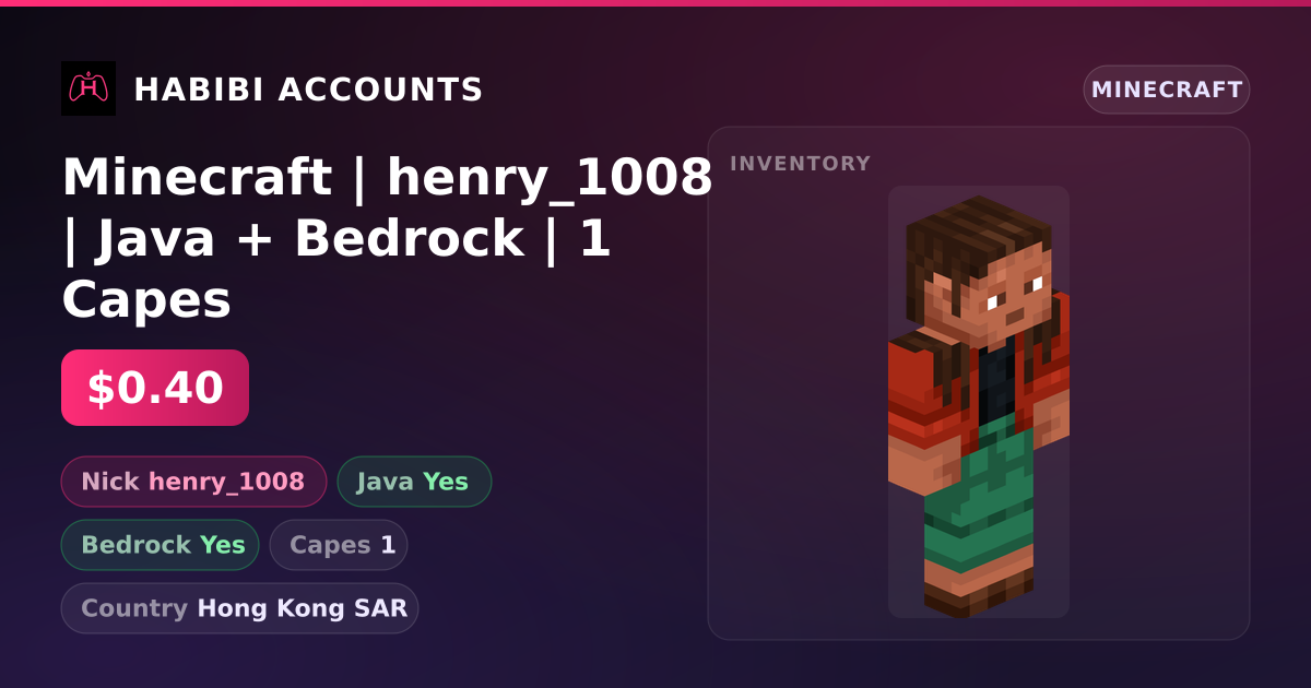 Minecraft | henry_1008 | Java + Bedrock | 1 Capes — HabibiAccounts