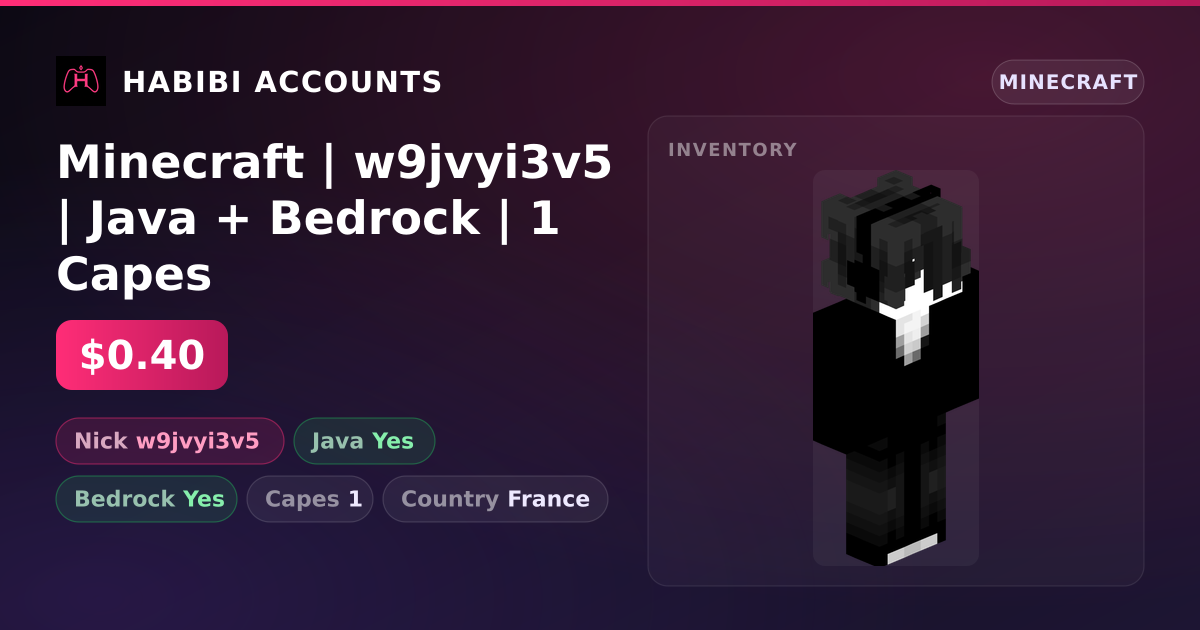 Minecraft | w9jvyi3v5 | Java + Bedrock | 1 Capes — HabibiAccounts