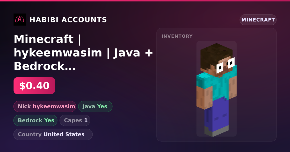 Minecraft | hykeemwasim | Java + Bedrock | 1 Capes — HabibiAccounts