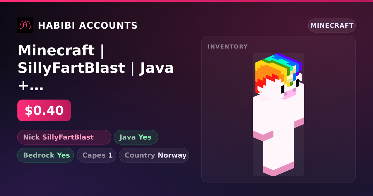 Minecraft | SillyFartBlast | Java + Bedrock | 1 Capes — HabibiAccounts