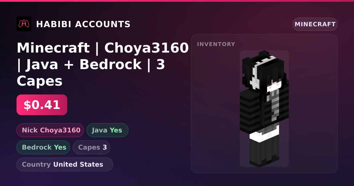 Minecraft | Choya3160 | Java + Bedrock | 3 Capes — HabibiAccounts
