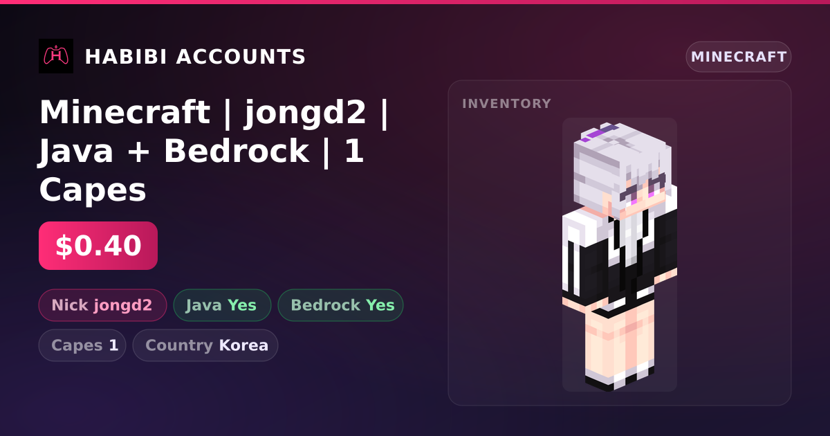 Minecraft | jongd2 | Java + Bedrock | 1 Capes — HabibiAccounts