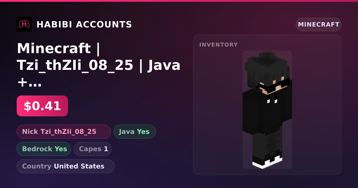 Minecraft | Tzi_thZIi_08_25 | Java + Bedrock | 1 Capes — HabibiAccounts