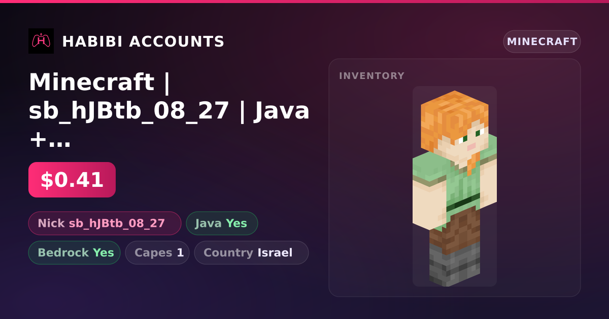 Minecraft | sb_hJBtb_08_27 | Java + Bedrock | 1 Capes — HabibiAccounts