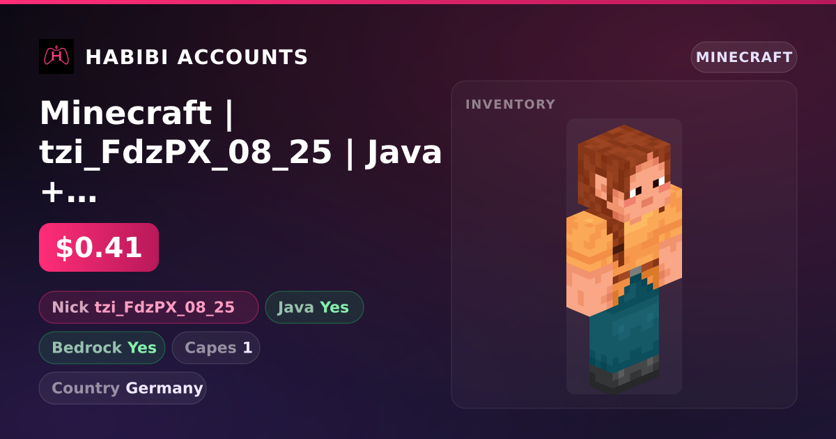 Minecraft | tzi_FdzPX_08_25 | Java + Bedrock | 1 Capes — HabibiAccounts