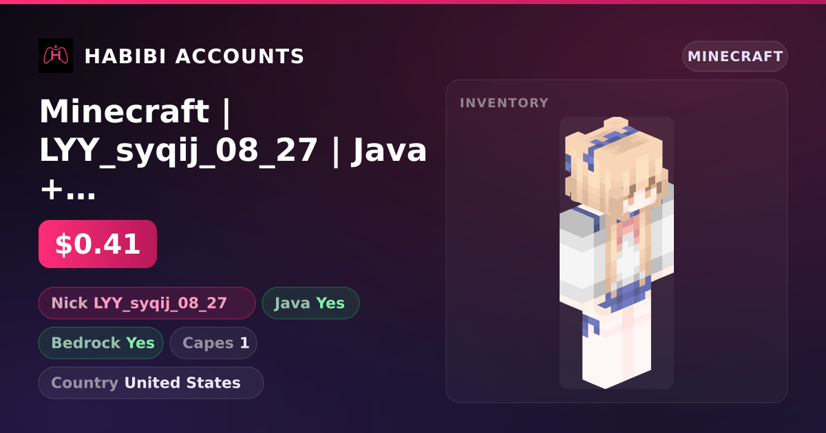 Minecraft | LYY_syqij_08_27 | Java + Bedrock | 1 Capes — HabibiAccounts