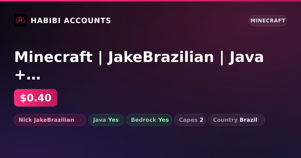 Minecraft | JakeBrazilian | Java + Bedrock | 2 Capes — HabibiAccounts