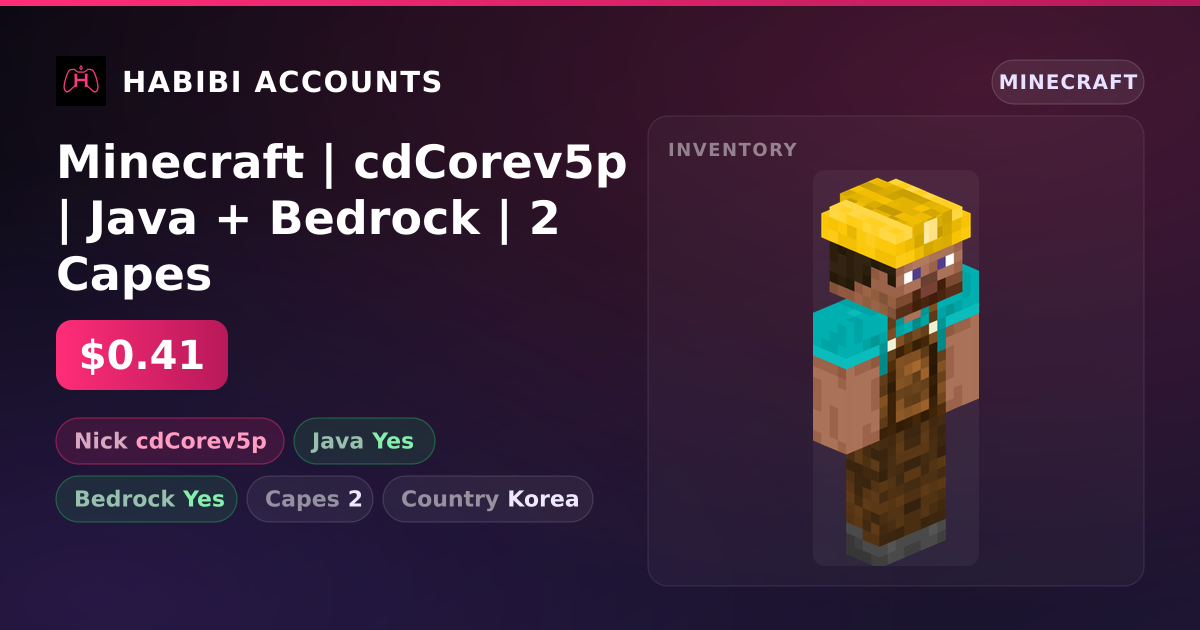 Minecraft | cdCorev5p | Java + Bedrock | 2 Capes — HabibiAccounts