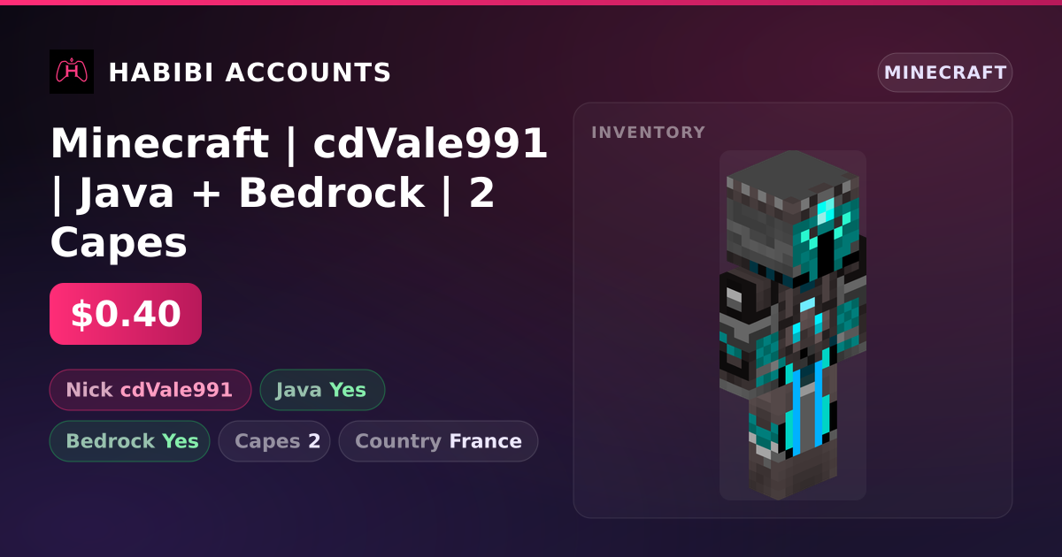 Minecraft | cdVale991 | Java + Bedrock | 2 Capes — HabibiAccounts