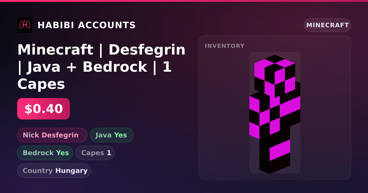 Minecraft | Desfegrin | Java + Bedrock | 1 Capes — HabibiAccounts