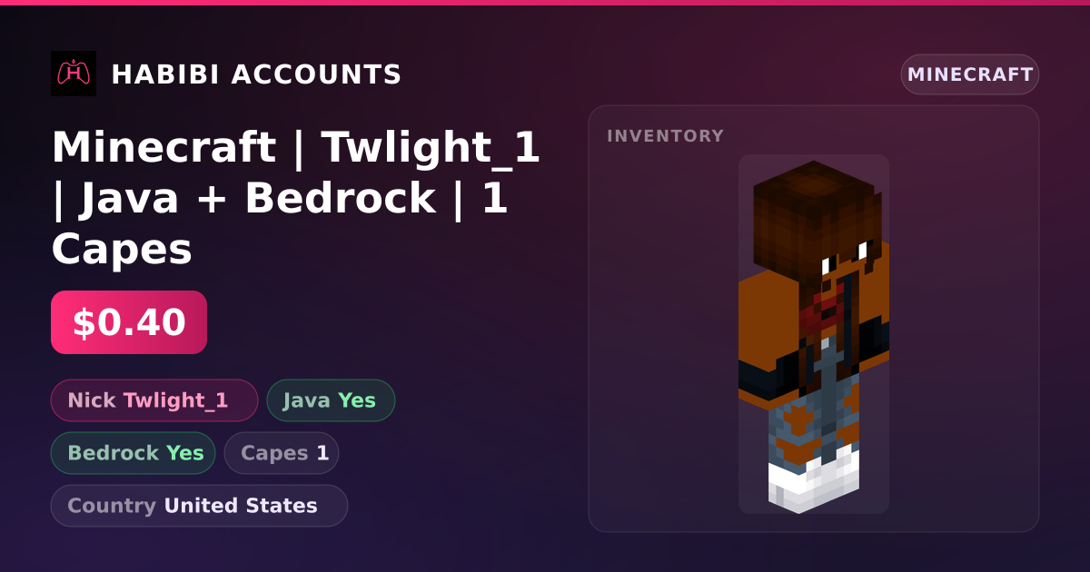 Minecraft | Twlight_1 | Java + Bedrock | 1 Capes — HabibiAccounts