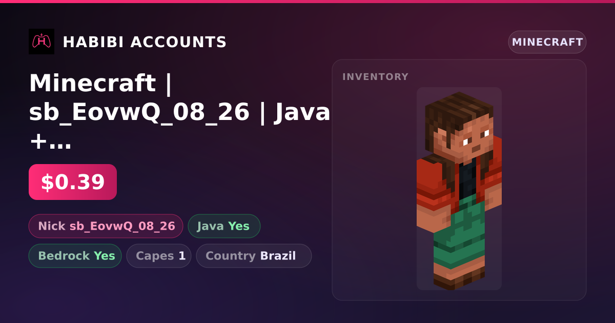 Minecraft | sb_EovwQ_08_26 | Java + Bedrock | 1 Capes — HabibiAccounts
