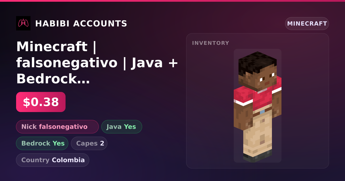 Minecraft | falsonegativo | Java + Bedrock | 2 Capes — HabibiAccounts
