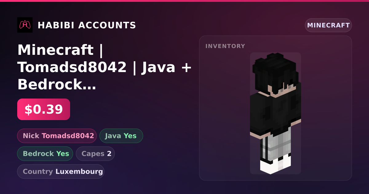 Minecraft | Tomadsd8042 | Java + Bedrock | 2 Capes — HabibiAccounts