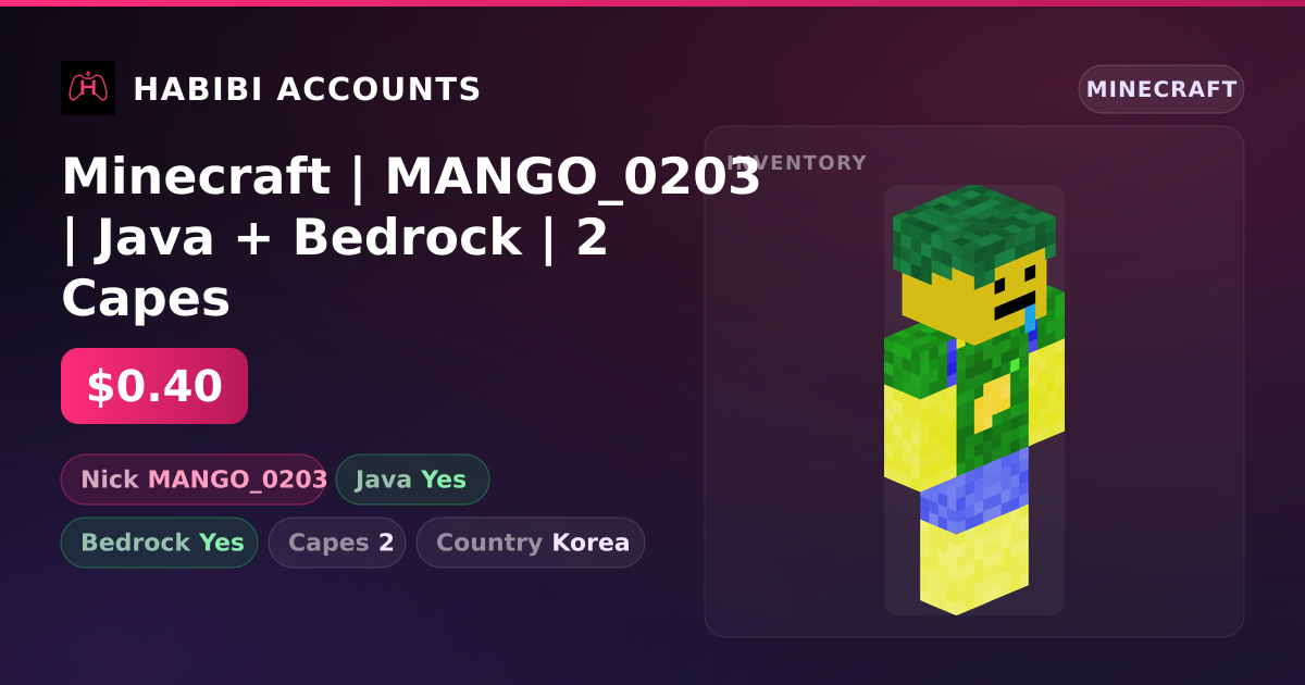Minecraft | MANGO_0203 | Java + Bedrock | 2 Capes — HabibiAccounts
