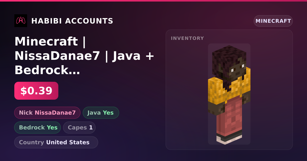 Minecraft | NissaDanae7 | Java + Bedrock | 1 Capes — HabibiAccounts