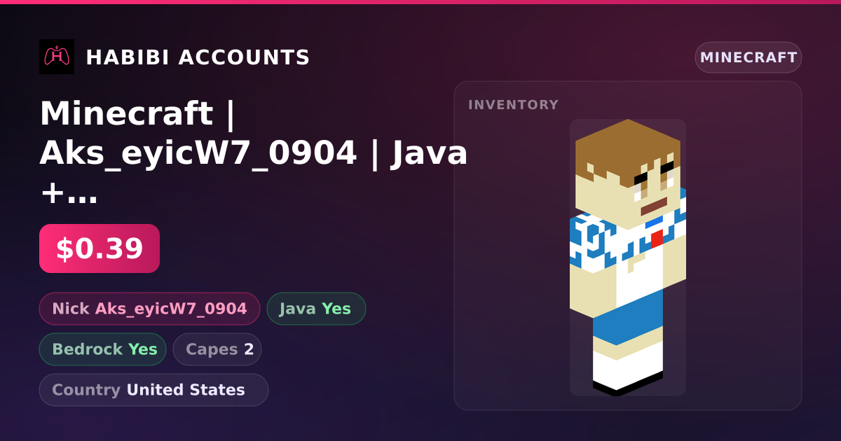 Minecraft | Aks_eyicW7_0904 | Java + Bedrock | 2 Capes — HabibiAccounts
