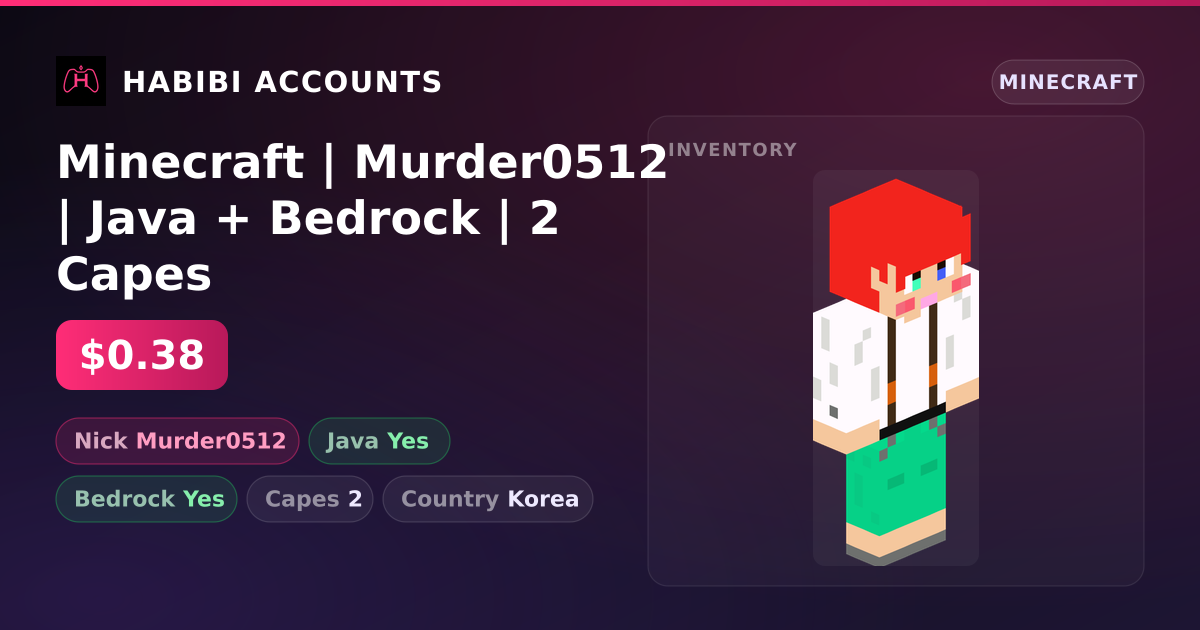 Minecraft | Murder0512 | Java + Bedrock | 2 Capes — HabibiAccounts