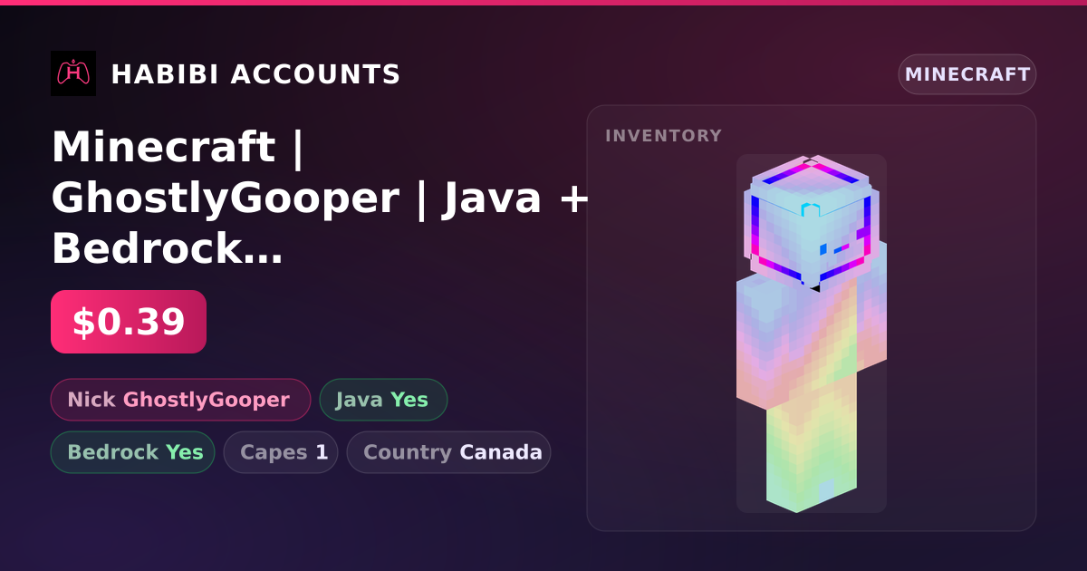 Minecraft | GhostlyGooper | Java + Bedrock | 1 Capes — HabibiAccounts