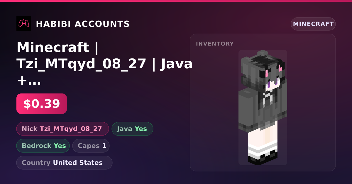 Minecraft | Tzi_MTqyd_08_27 | Java + Bedrock | 1 Capes — HabibiAccounts