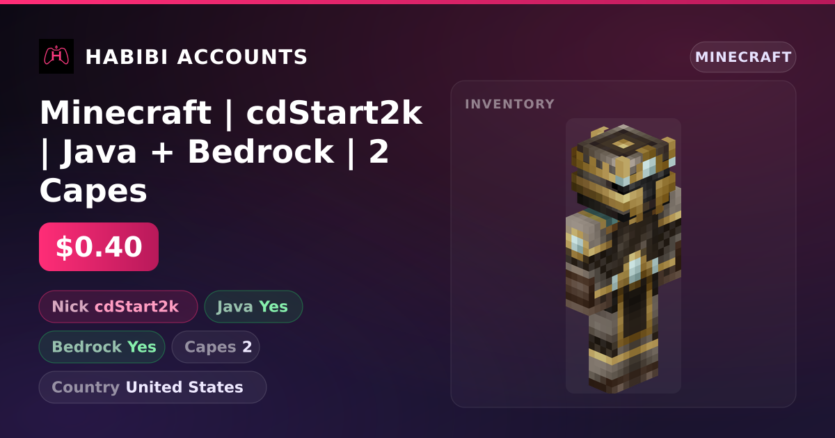 Minecraft | cdStart2k | Java + Bedrock | 2 Capes — HabibiAccounts