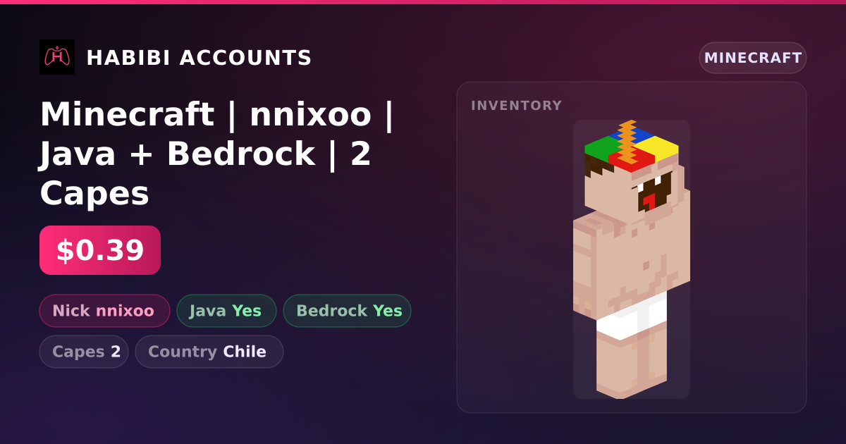 Minecraft | nnixoo | Java + Bedrock | 2 Capes — HabibiAccounts