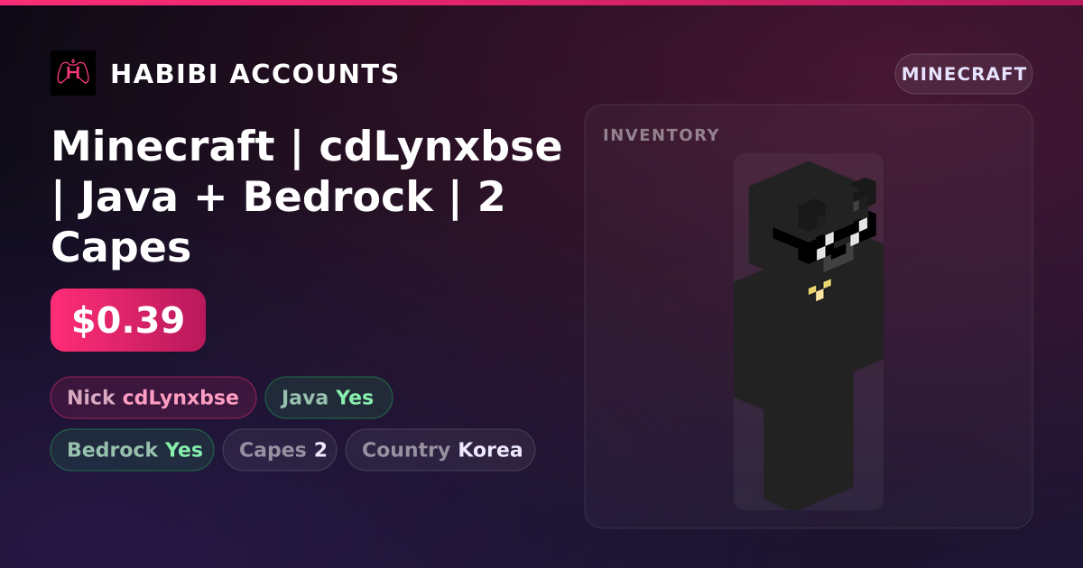 Minecraft | cdLynxbse | Java + Bedrock | 2 Capes — HabibiAccounts
