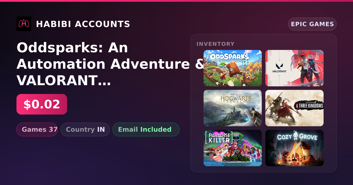 Oddsparks: An Automation Adventure & VALORANT | 37 Games — HabibiAccounts
