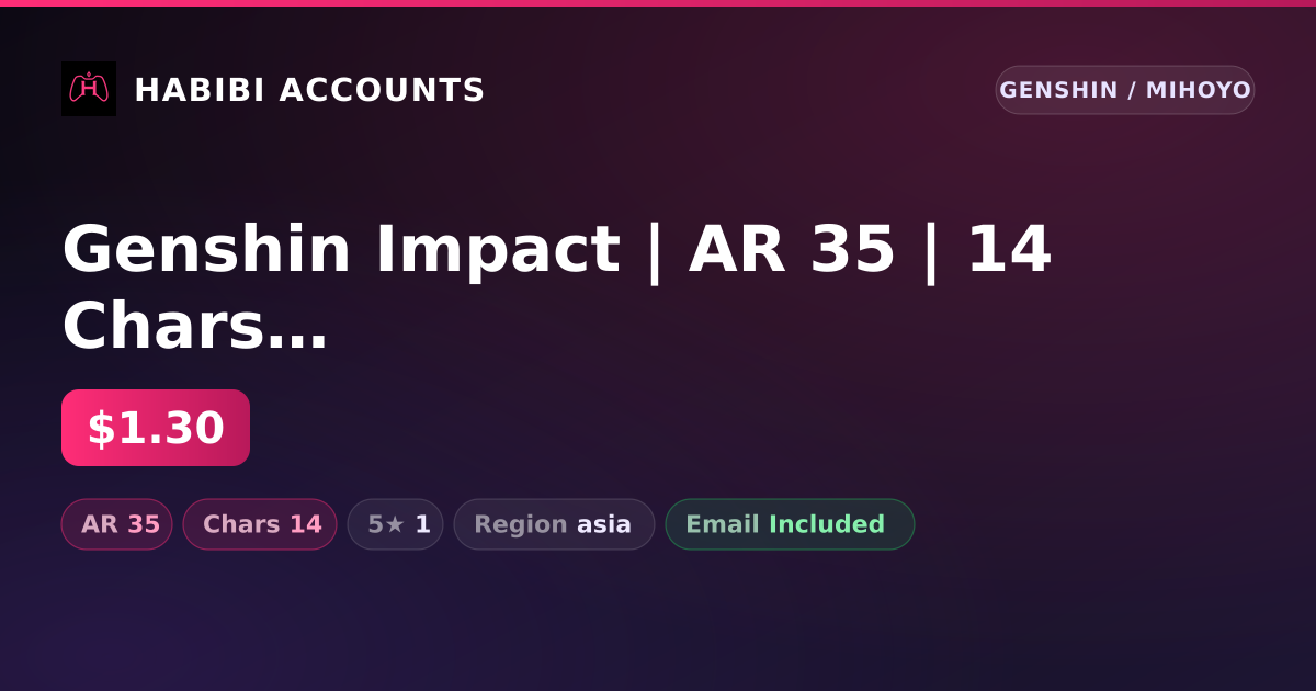 Genshin Impact | AR 35 | 14 Chars | 1× 5★ — HabibiAccounts