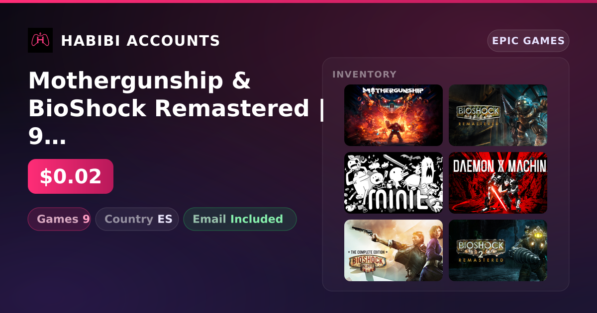 Mothergunship & BioShock Remastered | 9 Games — HabibiAccounts