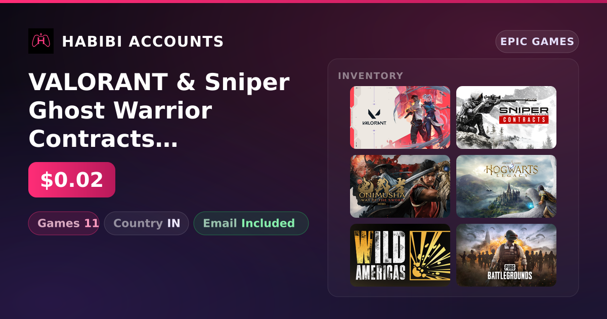 VALORANT & Sniper Ghost Warrior Contracts | 11 Games — HabibiAccounts