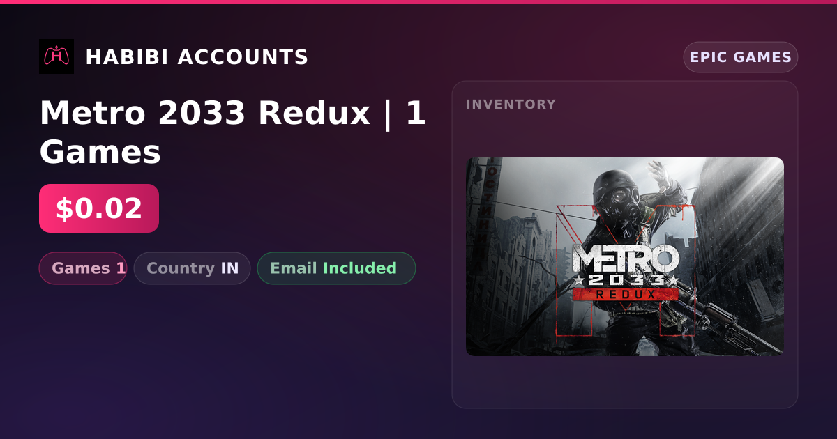 Metro 2033 Redux | 1 Games — HabibiAccounts