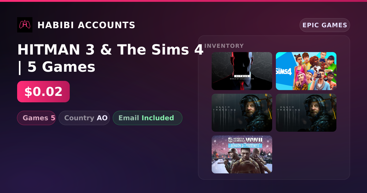 HITMAN 3 & The Sims 4 | 5 Games — HabibiAccounts