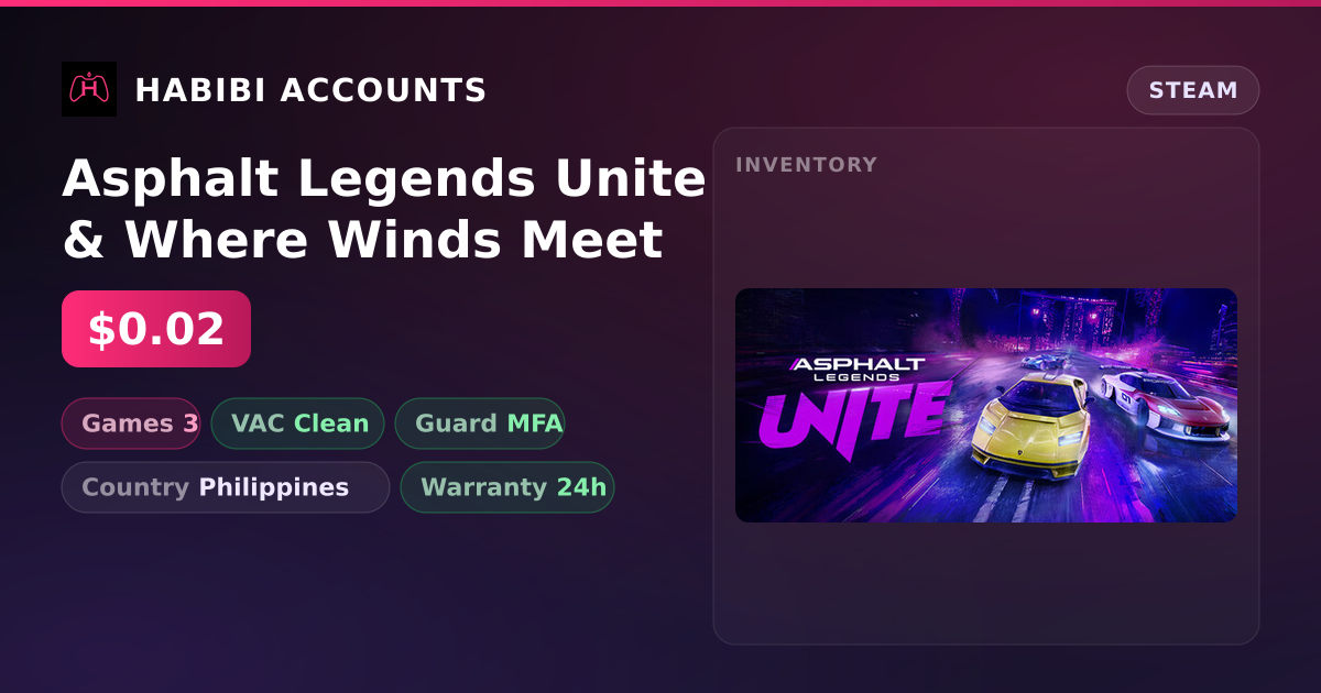 Asphalt Legends Unite & Where Winds Meet — HabibiAccounts