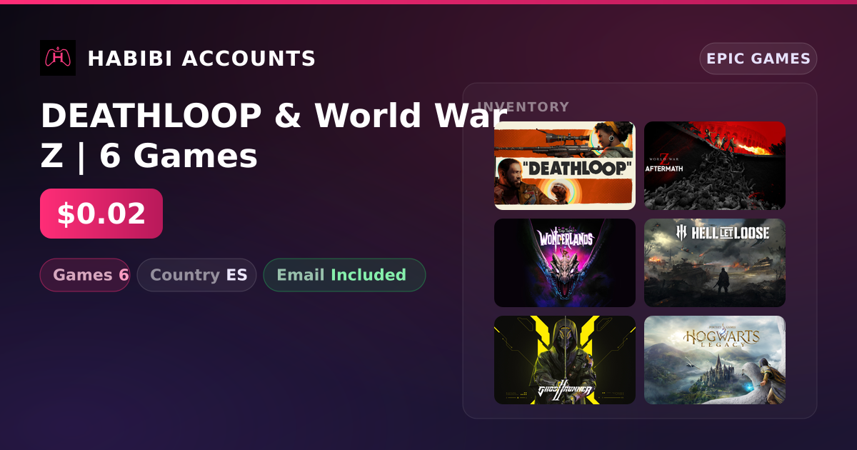 DEATHLOOP & World War Z | 6 Games — HabibiAccounts