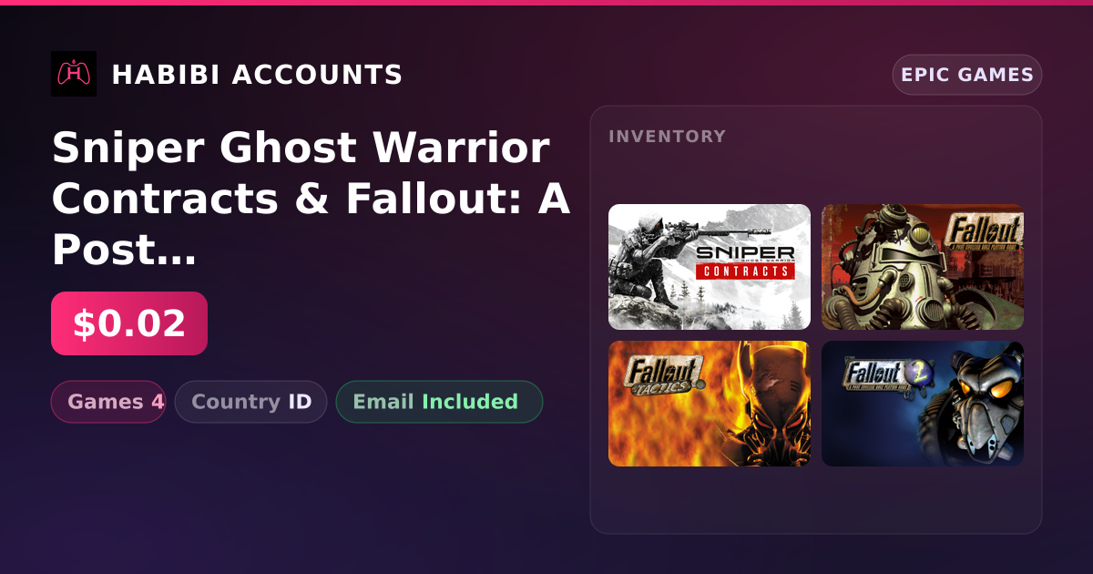 Sniper Ghost Warrior Contracts & Fallout: A Post Nuclear Role Playing Game | 4 Games — HabibiAccounts