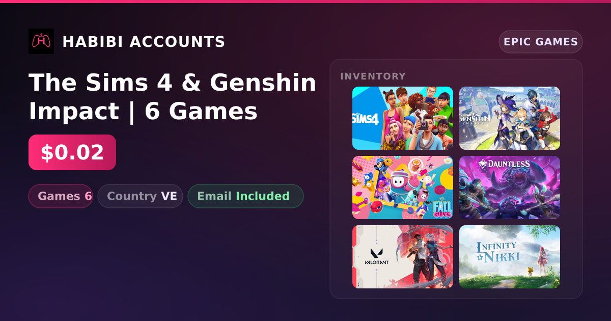 The Sims 4 & Genshin Impact | 6 Games — HabibiAccounts
