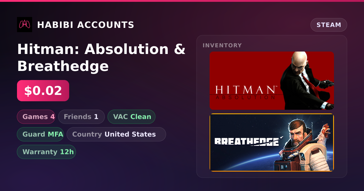 Hitman: Absolution & Breathedge — HabibiAccounts