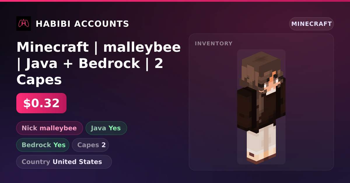 Minecraft | malleybee | Java + Bedrock | 2 Capes — HabibiAccounts