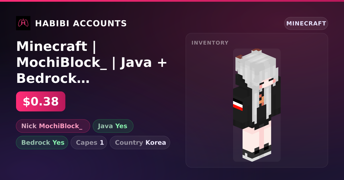 Minecraft | MochiBlock_ | Java + Bedrock | 1 Capes — HabibiAccounts