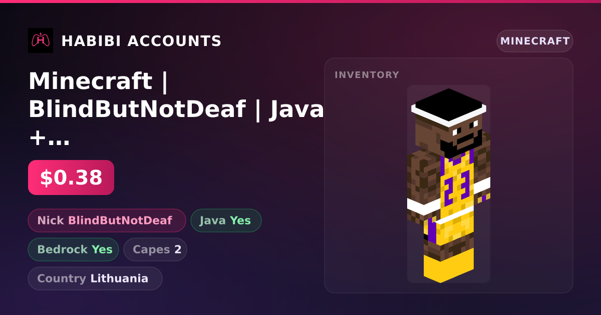 Minecraft | BlindButNotDeaf | Java + Bedrock | 2 Capes — HabibiAccounts