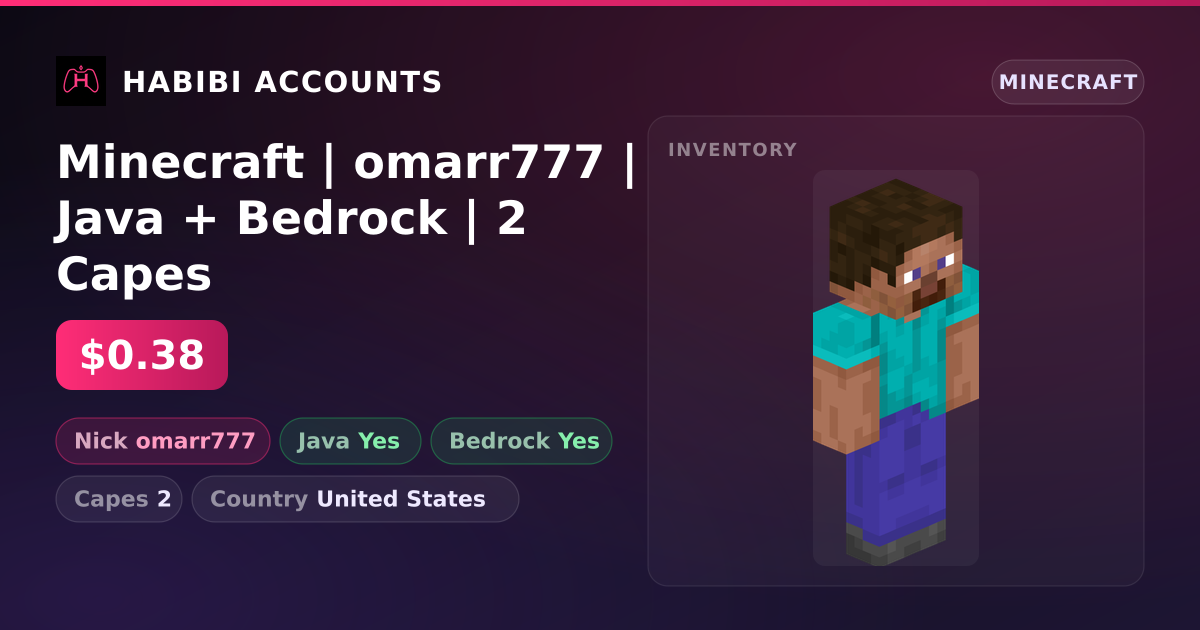 Minecraft | omarr777 | Java + Bedrock | 2 Capes — HabibiAccounts