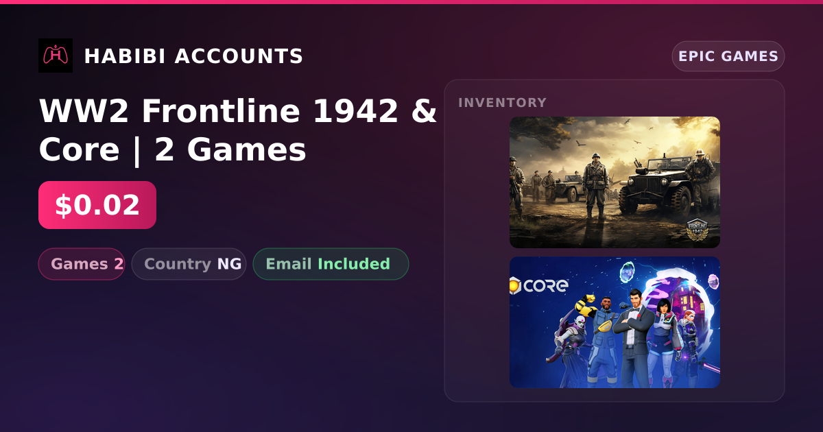 WW2 Frontline 1942 & Core | 2 Games — HabibiAccounts